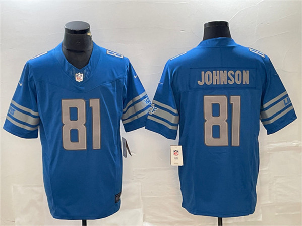 Men's Detroit Lions #81 Calvin Johnson Blue 2023 F.U.S.E. Vapor Untouchable Limited Stitched Jersey - Click Image to Close